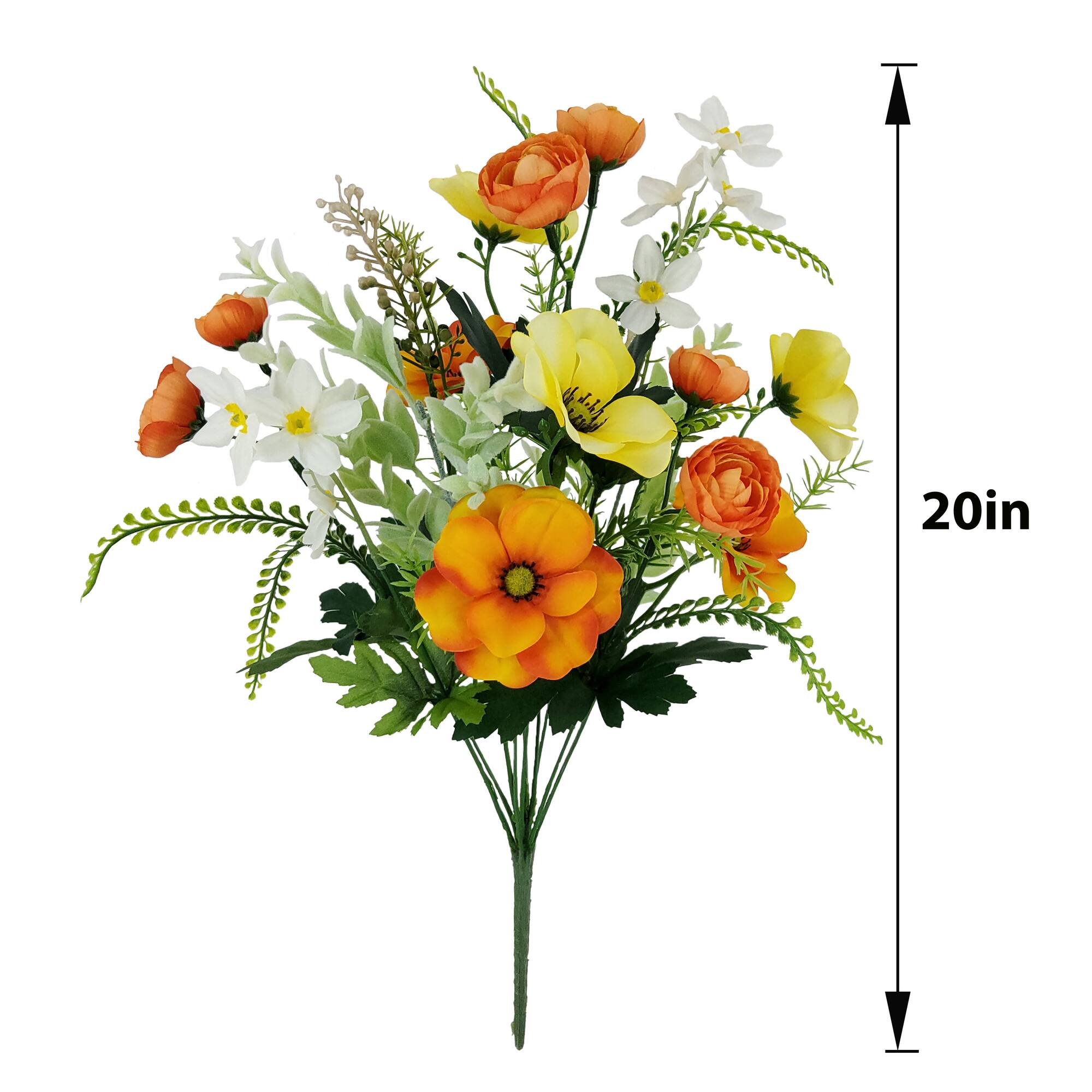 20" Yellow & Orange Poppy, Ranunculus & Berry Bush by Ashland®